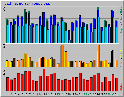 Daily usage for August 2020